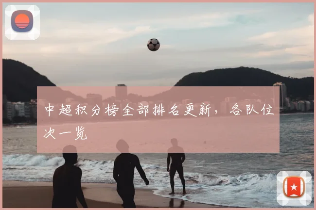 中超积分榜全部排名更新,各队位次一览
